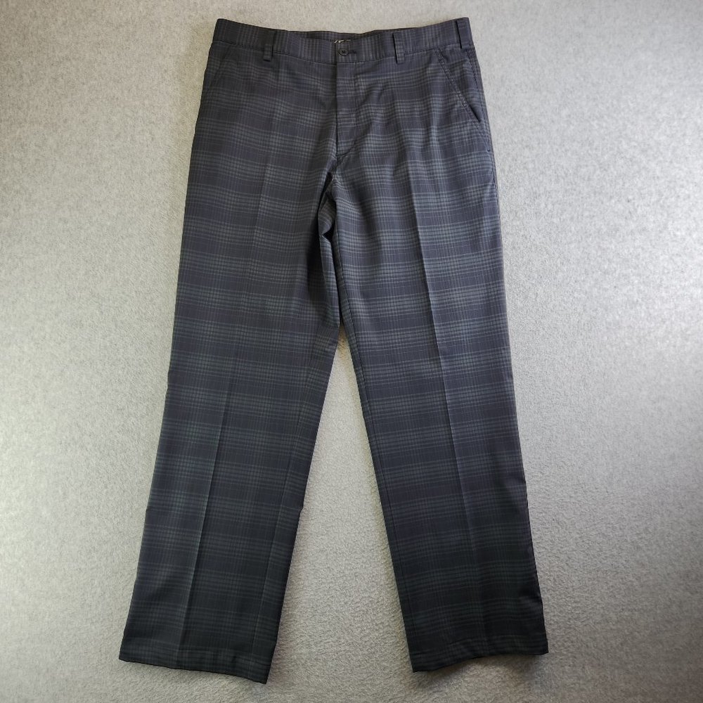 Nike Golf Pants Mens 34X32 Gray Plaid Straight Leg Lightweight Dri Fit Golfing